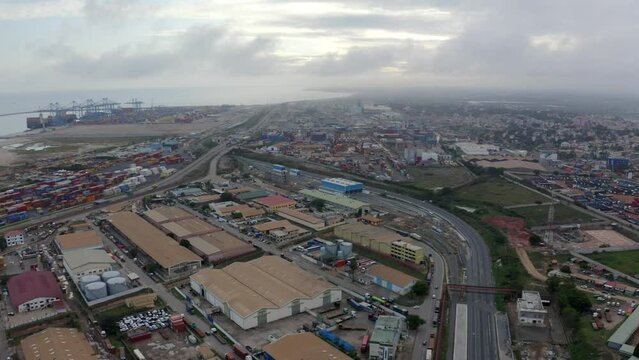 Drone view Tema industrial area in Ghana 1