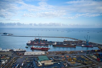 Bird's eye view of the Tema port in Ghana