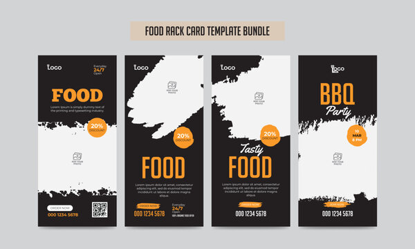 Food Menu Rack Card Template Bundle Restaurant Dl Flyer 
