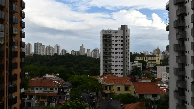 Sao Paulo - SP, Brazil: Time-lapse on the city's central region, view to the park, Aclimacao neighborhood. 