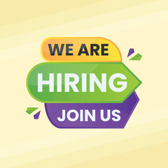 colorful we are hiring join us announcement banner vector