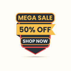 mega sale up to 50% off shop now price tag design