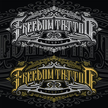 logo freedom tattoo studio vector