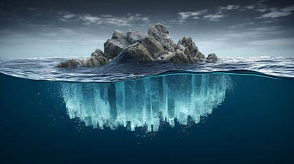 Global Warming Concept Iceberg Underwater Risk 
