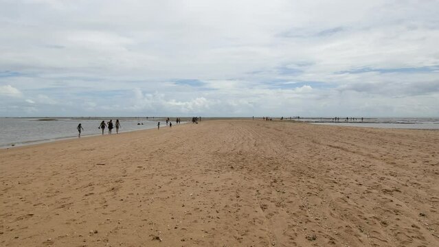 Sandbank in the middle of the sea of Coroa Vermelha beach, a tourist destination of Bahia state. Santa Cruz Cabralia city - BA.