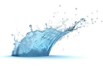 Fototapeta na wymiar Flat splash blue transparent water on white background. Generative AI