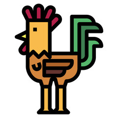 chicken filled outline icon style
