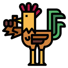 chicken filled outline icon style