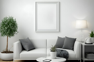 Modern Living Room with Clean Photo Frame Mock-up
