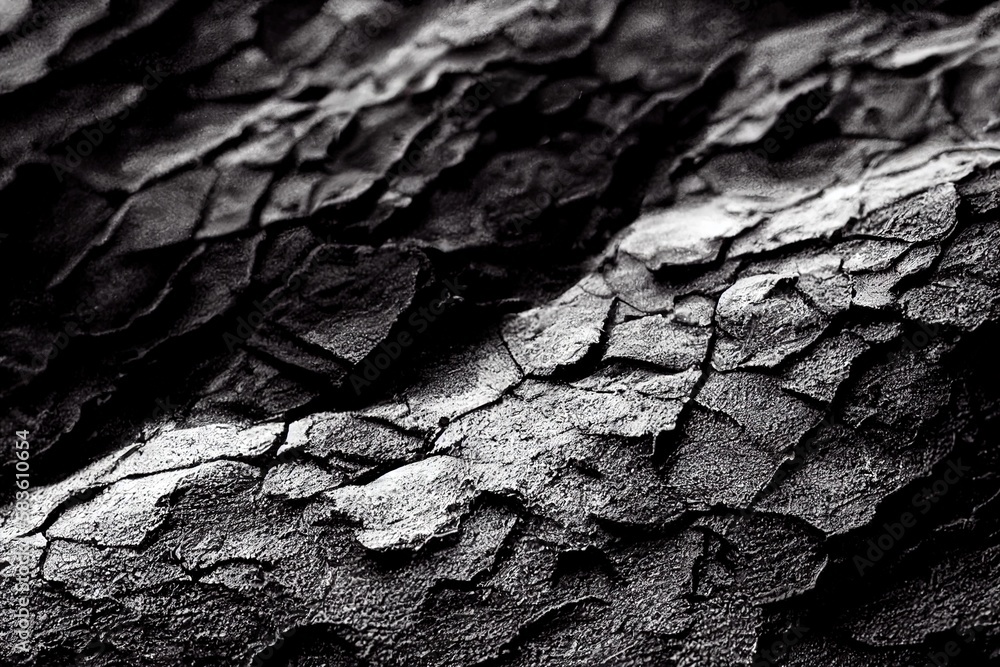 Wall mural black and white upclose of a natural textured surface., created with generative ai