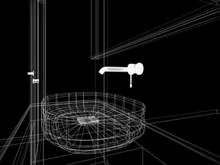 Fototapeta premium abstract sketch design of counter top in the bathroom , 3d rendering