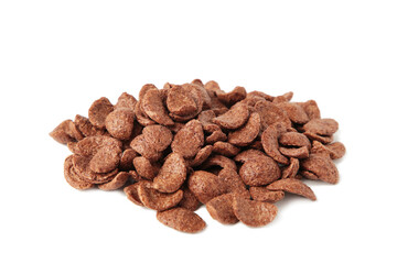 Cereal chocolate isolated on white background. Breakfast top view