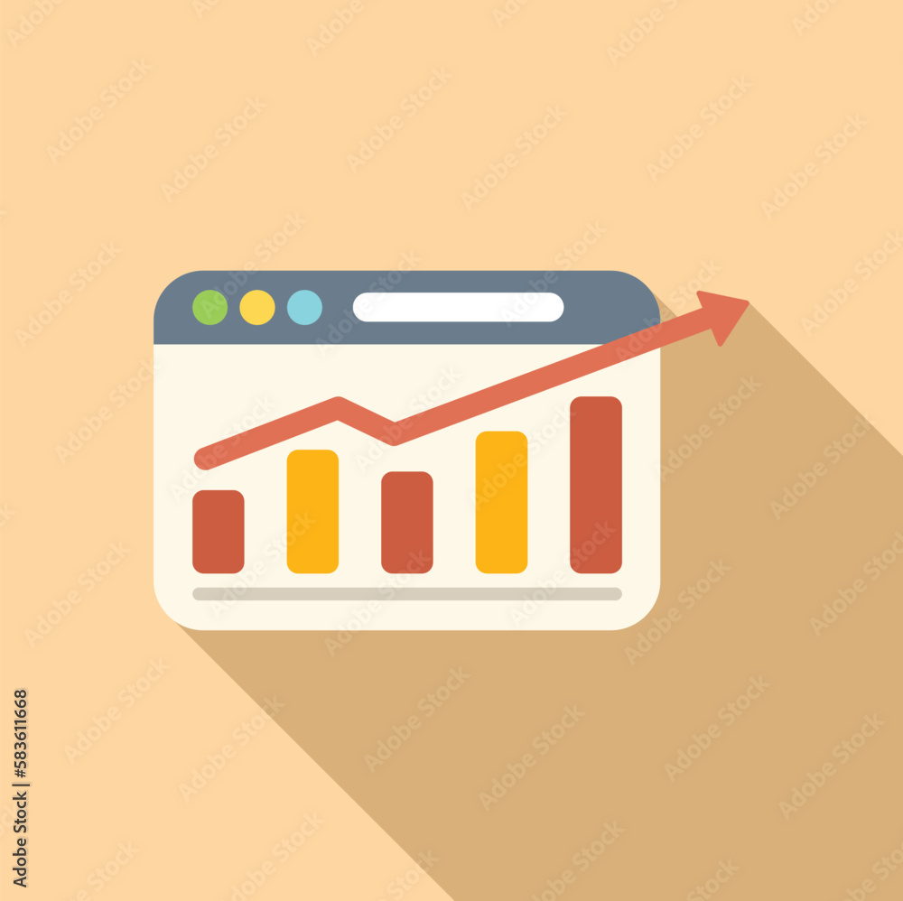 Poster web report icon flat vector. chart data. finance file
