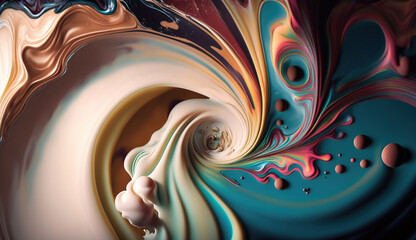 closeup of swirling mixture of oils. Generative Ai