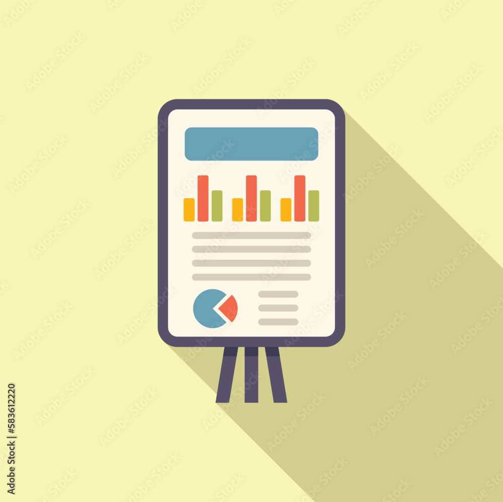 Poster banner graph icon flat vector. business document. chart data