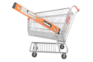 Digital Spirit Level inside shopping cart, 3D rendering