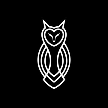 recommend clip art: night bird animal nocturnal barn owl line geometric modern minimal logo design vector