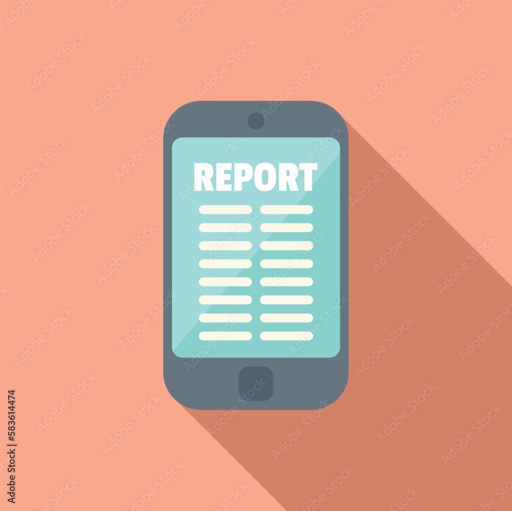 Poster smartphone report icon flat vector. business document. chart data