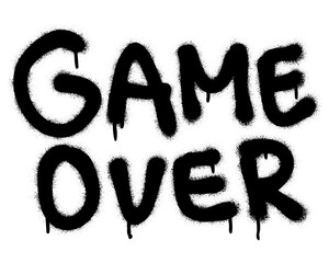 Spray graffiti quote GAME OVER. White background. © Dusan