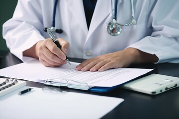 Doctor Writing Prescription. Generative Ai