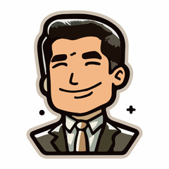Positive face business man upper body icon vector illustration