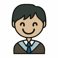 Positive face business man upper body icon vector illustration