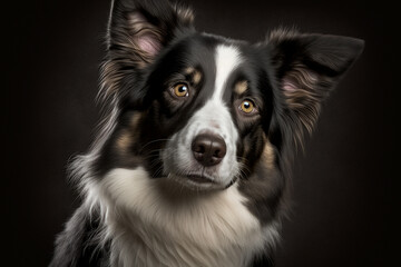 Fototapeta premium Capturing the Majestic Intelligence and Agility of Border Collies on a Dark Background