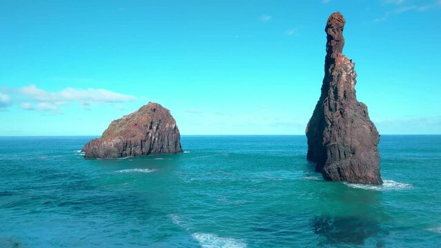 Phallic rocks in the Atlantic Ocean near the island of Madeira