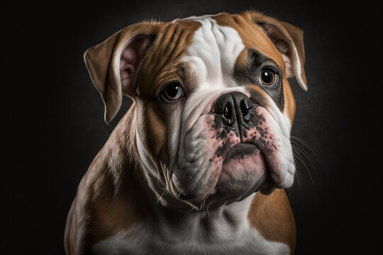 Majestic Bulldog: Capturing the Strength and Beauty of the Bulldog Breed on a Dark Background