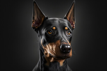 Fototapeta na wymiar Powerful and Loyal: Doberman Dog Image on Dark Background