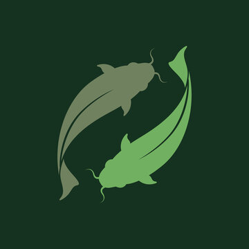 green koi fish yin yang clip art preview