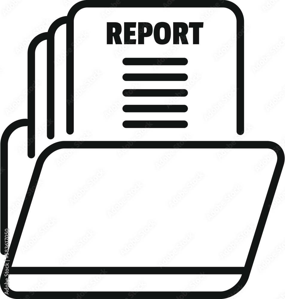 Poster report data folder icon outline vector. business document. chart information