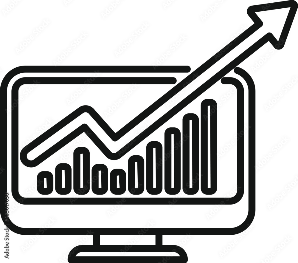 Poster report icon outline vector. computer data. finance file