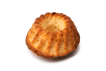 Cake made of cottage cheese isolated on a white background.