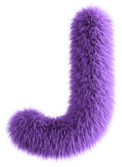 Purple 3D Fluffy Letter J