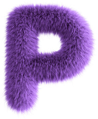 Purple 3D Fluffy Letter P