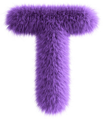 Purple 3D Fluffy Letter T