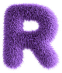 Purple 3D Fluffy Letter R