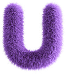 Purple 3D Fluffy Letter U