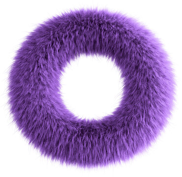 Purple 3D Fluffy Letter O