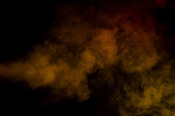 Orange and red steam on a black background.