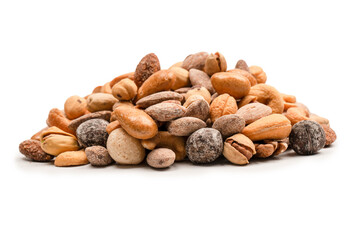 A group of almonds, pistachios, walnuts, macadamia, cashews.