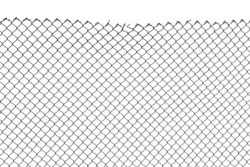 The texture of the metal mesh on a white background. Torn steel, metal mesh with holes