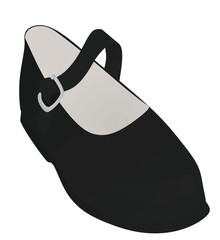 Black  flat heel shoe. vector illustration