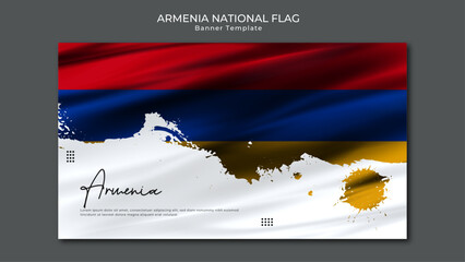 illustration of waving Armenia flag silk grunge background	