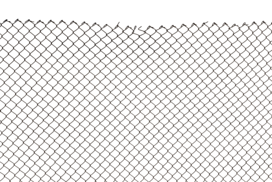 The texture of the metal mesh on a white background. Torn steel, metal mesh with holes