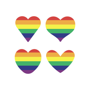 Lgbt rainbow flag in hearts shape. Gay, Lesbian, Bisexual, Trans, Queer pride love symbol of sexual diversity