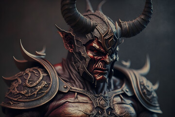 Portrait of the devil in armor. Generative AI