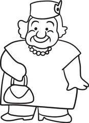 Old woman cartoon doodle kawaii anime coloring page cute illustration drawing clip art character chibi manga comic