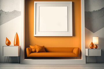 Living room interior mockup, Generative AI